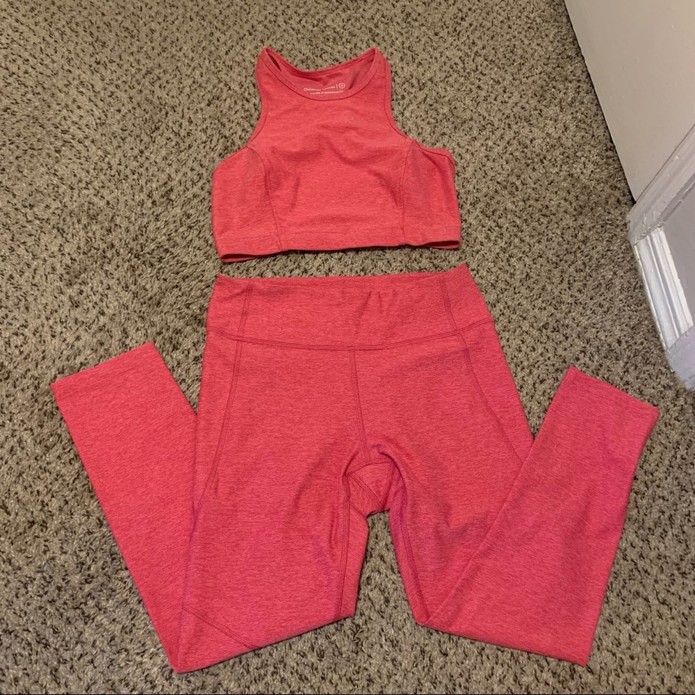 EUC OV Flamingo Set-Athena Crop & Warmup Legging,M